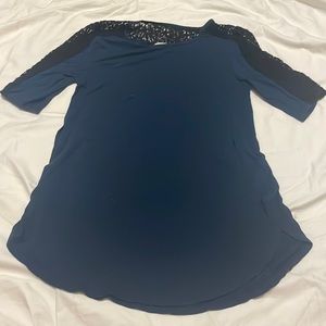 Navy blue lace back top